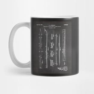 Skiing Skis Patent - Skier Ski Lodge Chalet Art - Black Chalkboard Mug